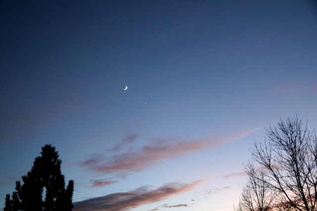 Moon, Venus, and Jupiter by Brian Kimball, Longmont Astronomical Society
