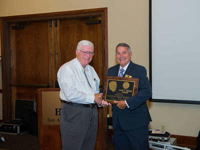 James H Fox receives 2014 Peltier award from AL President Carroll Iorg