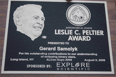 Peltier Award Plaque