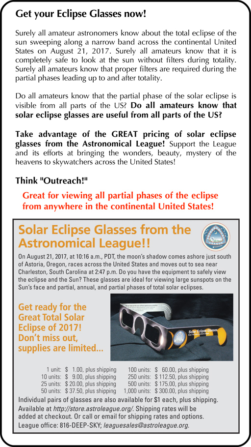 Get Your Eclipse Glasses Now! The Astronomical League